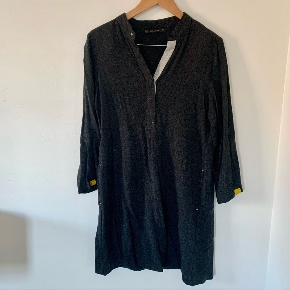 Zara Charcoal Gray Long Sleeve Dress